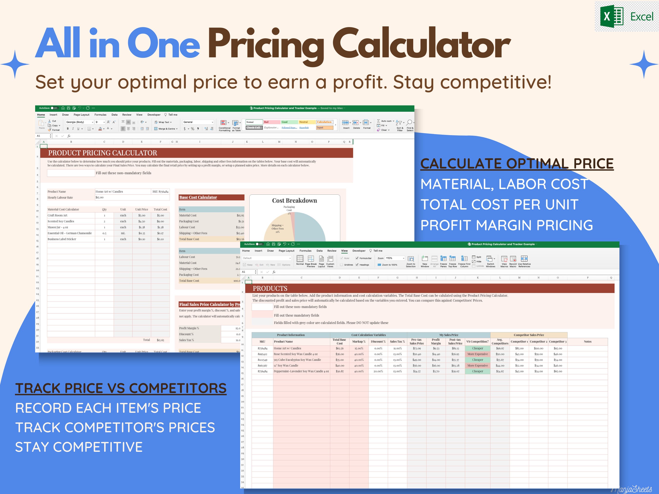 Product Pricing Template Pricing Sheet Pricing Calculator - Etsy