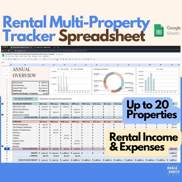 Airbnb-Vorlage, Mieteinnahmen-Tracker, Ausgaben-Tracker, Airbnb-Gastgebertabelle, Ferienvermietung, Hauswirtschaft, Google Sheets