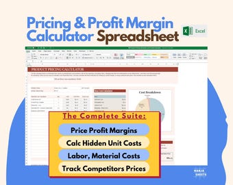 Etsy Sellers Pricing Calculator: Small Business Planner, Price List, Handmade products, Spreadsheet template (Excel Sheet)