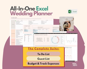 Digital Wedding Planner Budget Spreadsheet: Seating Chart, Wedding Planning Checklist, Timeline, Expense Tracker (Excel Template)