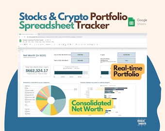 Suivi des investissements : portefeuille d'actions et de crypto-monnaies, feuille de calcul financière (feuilles Google)