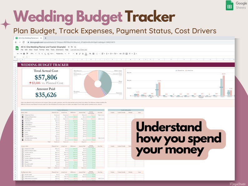 Wedding Digital Planner, Wedding Budget Spreadsheet, Wedding Timeline, Wedding Checklist, Wedding Template, To Do List, Guest, Google Sheets image 2