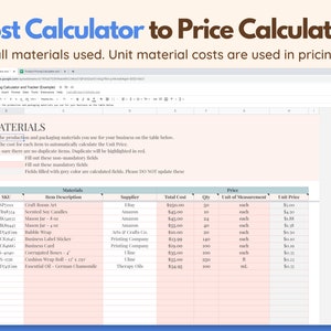 Product Pricing Template, Pricing Sheet, Pricing Calculator, Handmade Products, Small Business Planner, Business Spreadsheet, Google Sheets image 3