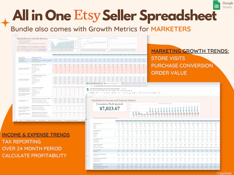 Etsy Verkoper MKB-planner: Boekhoudsjabloon, Onkostenregistratie, Winst- en Verliesrekening, Verkoop op Etsy-account (Google Sheets) afbeelding 6