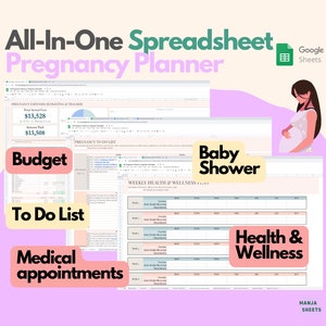 Digitaler Schwangerschaftsplaner, Schwangerschaft Organizer, Schwangerschaft Tabelle, Google Tabelle, Schwangerschaft Geschenk, Schwangerschaft Ausgaben