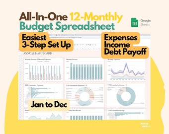Monthly Budget Planner: All-In-One Google Sheets (Digital Download)