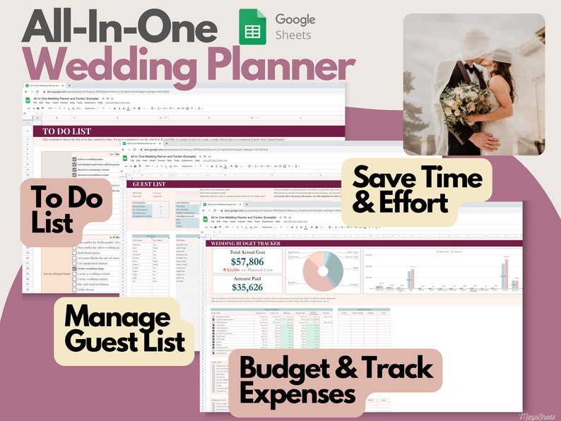 Wedding Spreadsheet, Wedding Budget Spreadsheet, Wedding Checklist, Wedding To Do List, Wedding Guest List, Wedding Planner, Google Sheets 