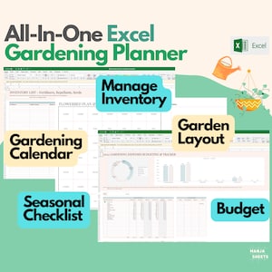 Garden Planner, Garden Journal, Plant Tracker, Garden Calendar, Garden Spreadsheet, Digital Planner, Printable Garden,Expense Excel Template