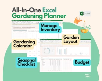 Garden Planner, Garden Journal, Plant Tracker, Garden Calendar, Garden Spreadsheet, Gardening Template, Gardening Budget, Excel Spreadsheet