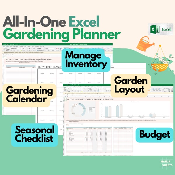 Garden Planner, Garden Journal, Plant Tracker, Garden Calendar, Garden Spreadsheet, Gardening Template, Gardening Budget, Excel Spreadsheet