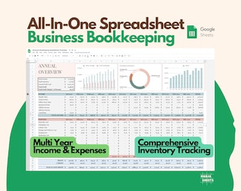 Bookkeeping Small Business, Budget Spreadsheet, Expense Tracker, Business Planner, Inventory Template, Income Tracker, Profit, Google Sheets