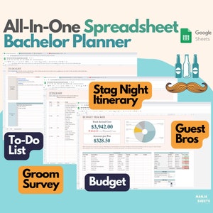 Junggesellenabschied Google Sheets, Junggesellenabschied Vorlage, Junggesellenabschied, Hochzeitsplaner, Hochzeits-Checkliste, Excel Vorlage