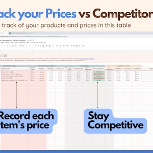 Etsy Sellers Pricing Calculator: Small Business Planner, Price List, Handmade products, Spreadsheet template (Google Sheets) image 7
