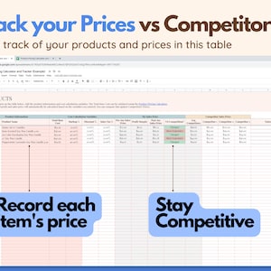 Product Pricing Template, Pricing Sheet, Pricing Calculator, Handmade Products, Small Business Planner, Business Spreadsheet, Google Sheets image 6