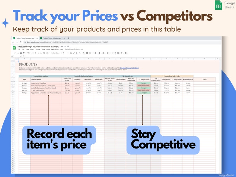 Product Pricing Template, Pricing Sheet, Pricing Calculator, Handmade Products, Small Business Planner, Business Spreadsheet, Google Sheets image 6