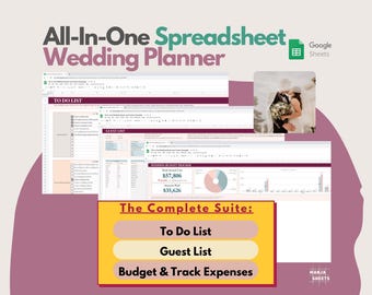 Digital Wedding Planner Budget Spreadsheet: Seating Chart, Wedding Planning Checklist, Timeline, Expense Tracker (Google Sheets Template)