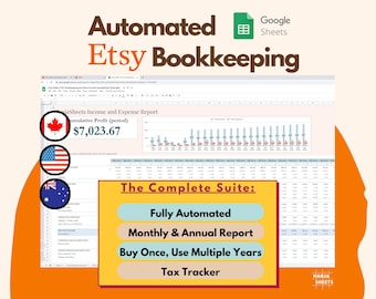Etsy-verkopersplanner voor kleine bedrijven: boekhoudsjabloon kostentracker, winst- en verliesrekening, verkopen op Etsy-account (Google Spreadsheets)
