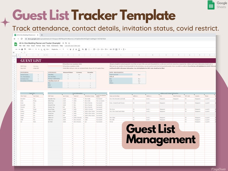 Wedding Digital Planner, Wedding Budget Spreadsheet, Wedding Timeline, Wedding Checklist, Wedding Template, To Do List, Guest, Google Sheets image 3