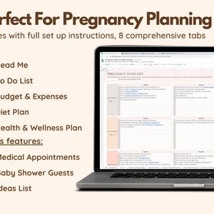 Digital Pregnancy Planner (Google Sheets): First Time Mom Gift, Birth Plan Template, Baby Gift, Maternity Journal, Baby Planner & Shopping image 2