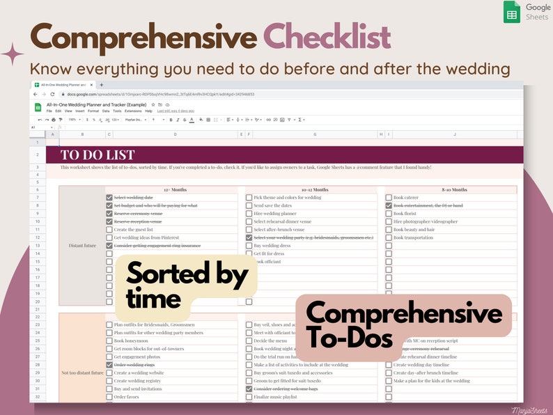 Wedding Digital Planner, Wedding Budget Spreadsheet, Wedding Timeline, Wedding Checklist, Wedding Template, To Do List, Guest, Google Sheets image 4