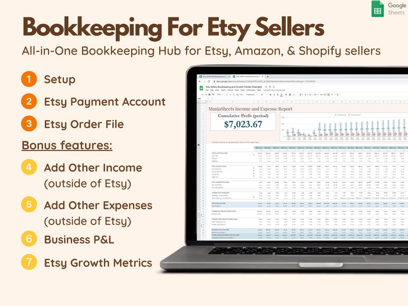 Etsy Verkoper MKB-planner: Boekhoudsjabloon, Onkostenregistratie, Winst- en Verliesrekening, Verkoop op Etsy-account (Google Sheets) afbeelding 2