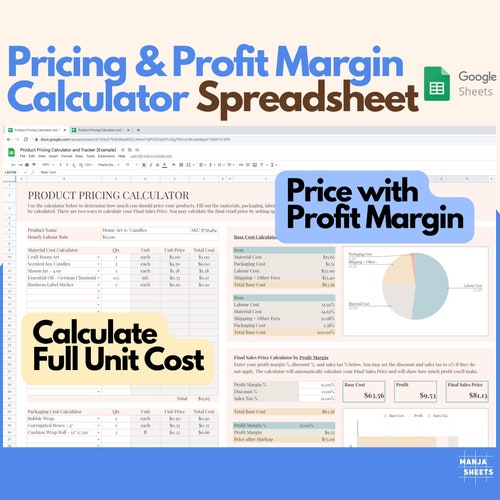 Product Pricing Template Pricing Sheet Pricing Calculator - Etsy