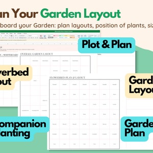 Puede incluir: Una hoja de c&aacute;lculo imprimible para la planificaci&oacute;n de jardines en formato Excel. La hoja de c&aacute;lculo incluye secciones para un plan de jard&iacute;n, un dise&ntilde;o de macizos de flores y una plantaci&oacute;n complementaria.