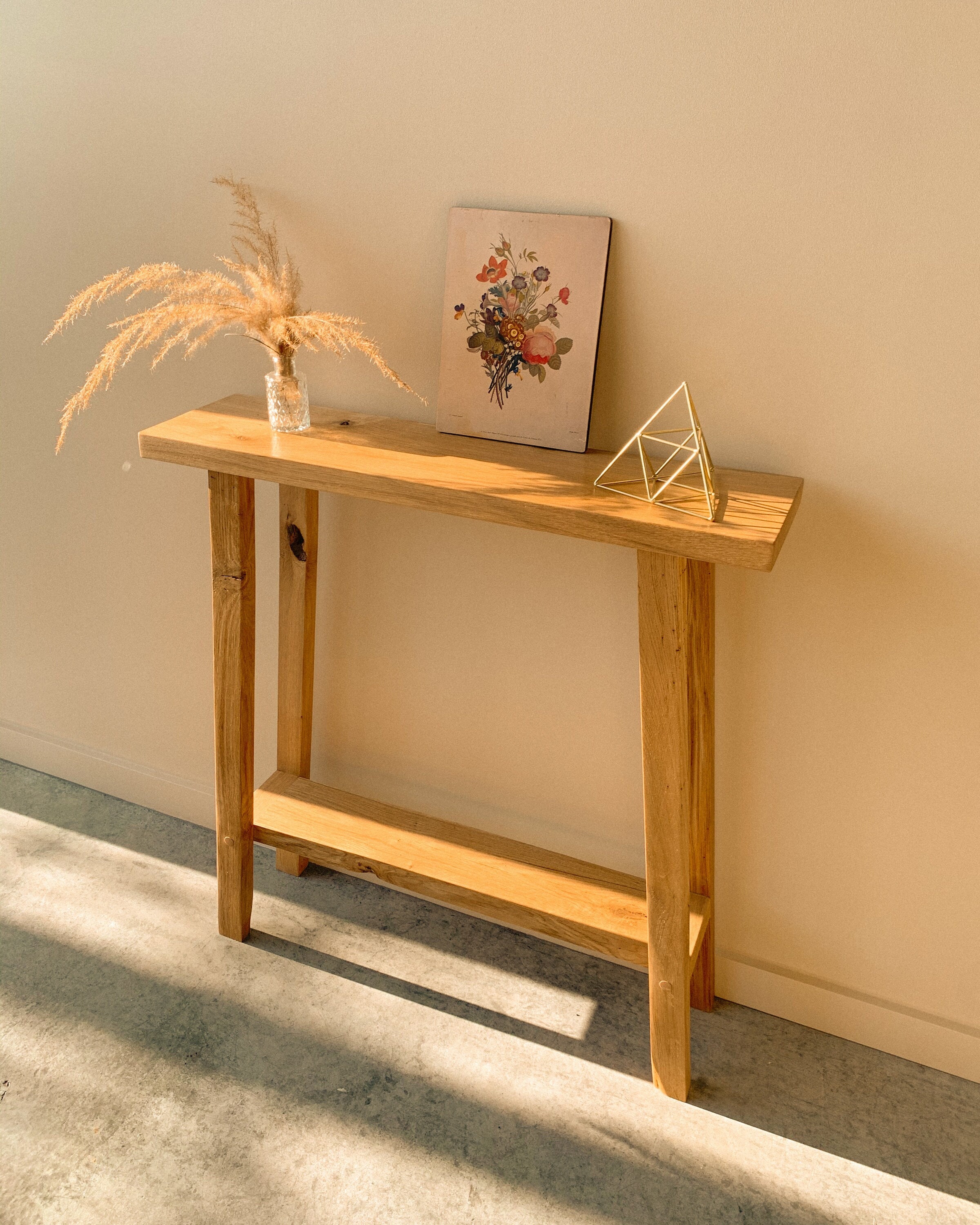 Handgefertigte Massive Eiche Flur Konsole | Rustikaler Eingangsbereich