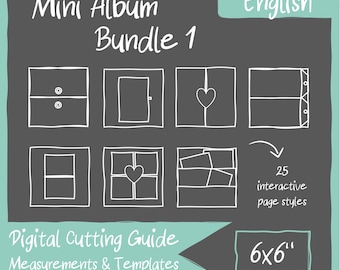 DIGITAL Cutting Guides and Templates for 6x6" Mini Album (Bundle No.1 Including Page Styles 1-25)