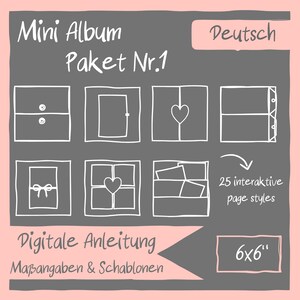 DIGITALE Instructies voor mini-albums van 6x6" (pakket nr. 1 / paginastijlen 1-25) - Duits