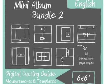 DIGITAL Cutting Guides and Templates for 6x6" Mini Albums (Bundle No.2 Including Page Styles 26-50)