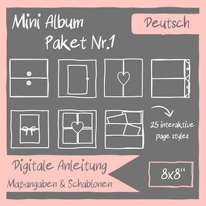 DIGITALE Instructies voor 8x8" Mini Albums (Pakketnr. 1 / Paginastijlen 1-25) - Duits