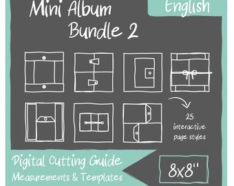 DIGITAL Cutting Guides and Templates for 8x8" Mini Albums (Bundle No.2 Including Page Styles 26-50)