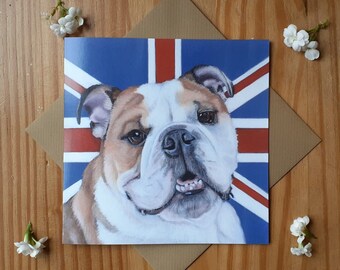 British Bulldog with Union Jack Greetings Card