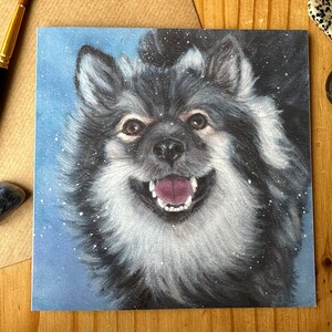 Lapphund mit Schnee Grußkarte / Geburtstagskarte Finnischer Lapphund / Lapphund Muttertag / Vatertag