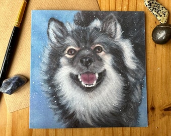 Finnish Lapphund in the Snow Greetings card / Finnish Lapphund Birthday card / Finnish Lapphund Christmas card