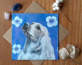 Cocker Spaniel with Blossoms Greetings card