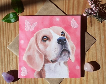 Beagle and Butterflies Greetings Card