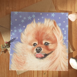 Cartão de felicitações Pomeranian in the Stars / Cartão de aniversário Pomeranian / Cartão de dia das mães Pomeranian / Cartão de dia dos pais