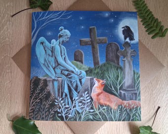 Fox and Angel Encounter Sympathy or Apology card