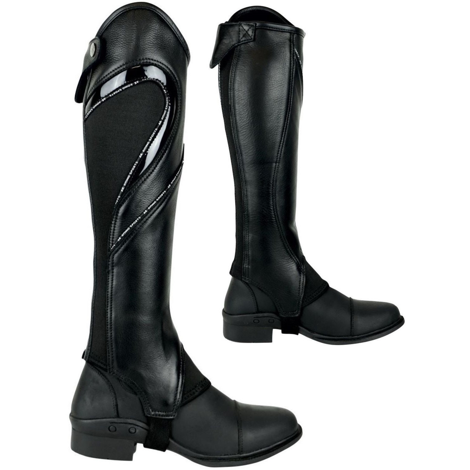 Stivaletti Da Equitazione In Pelle AK Thunder - Half Chaps Con Chiusura A Velcro E Cerniera - Foto 10