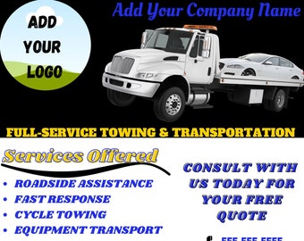 Tow Truck Flyer, Towing Truck Promo, Towing template, Tow Truck Business, Tow Truck Logo, Towing Service Announcement, Tow Car Business