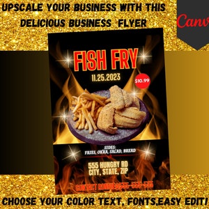 Fish Fry Flyer, Fish Fry 5X7 Digital & Printable Flyer, Fish Fry Plate, Fish Fry Cookout, Fried Fish, Fish Sale Flyer, Fish Plate Flyer,