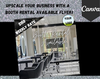 Booth Rental Flyer, Booth Rental Template, Hair Salon Rental, Massage Booth, Waxing Booth, Nail Tech, Make Up Booth, Lash-Brows Booth Rental