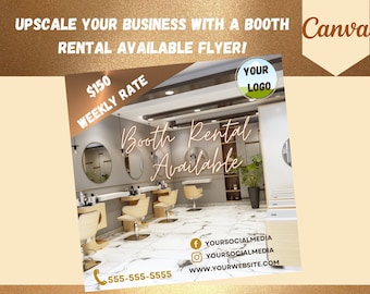 Booth Rental Flyer, Booth Rental Template, Hair Salon Rental, Massage Booth, Waxing Booth, Nail Tech, Make Up Booth, Lash-Brows Booth Rental