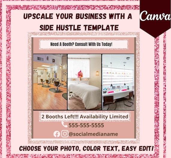 Hair Salon Booth Rental Flyer, Massage Booth Rental Flyer, Waxing, Nail  Tech, Make Up Booth, Lash-Brows Booth Rental Flyer, Ren