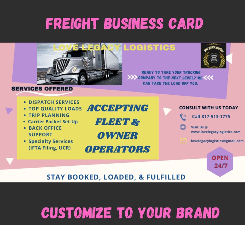 Freight Dispatch Business Card, Independent Freight Dispatcher ...