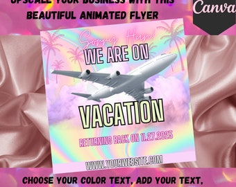 Vacation Business Flyer, We On Vacation Flyer, Business Announcement, We'll Be Back Flyer, On Vacation Flyer, Upcoming Out Of Office, Recent