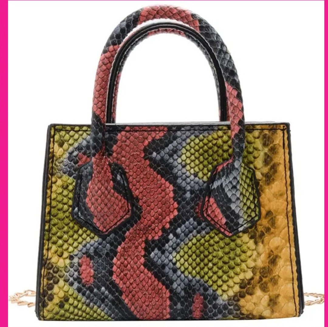 Multi Color Snake Skin Mini Hand Bag - Etsy