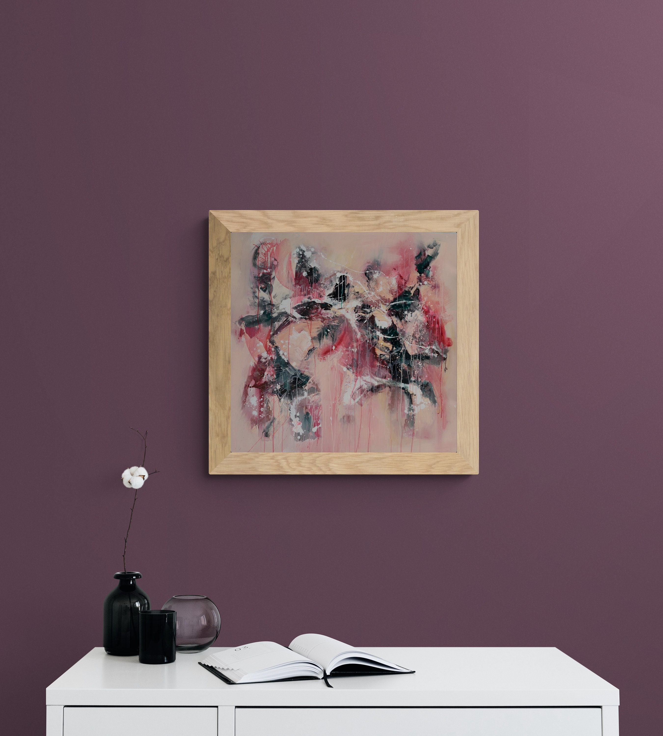 black white and pink canvas art